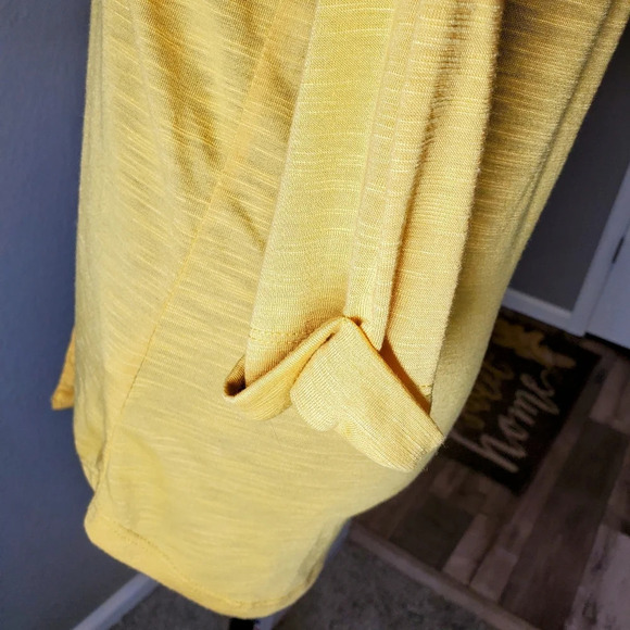 Paper + Tee Women's Size Medium Mustard Yellow Buttondown Lace Blouse - Picture 13 of 13